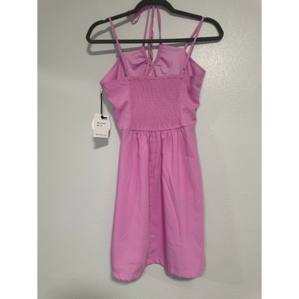 Joysya Pink Smocked Halter Neck Mini Dress Size M - Picture 5 of 7